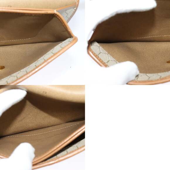 DIOR Honeycomb Canvas Shoulder Bag Pvc Leather Beige Gold - Picture 12 of 12